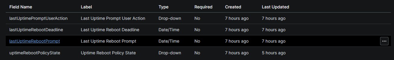 Uptime policy custom field definitions in NinjaOne
